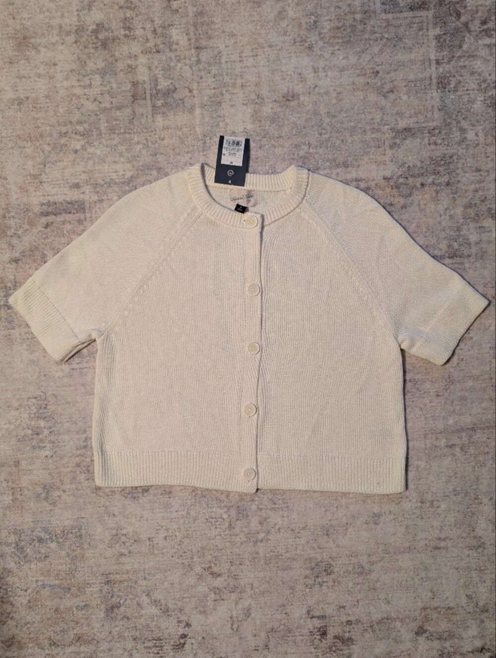 Universal Thread Cream Short-Sleeve Button-Up Cardigan
